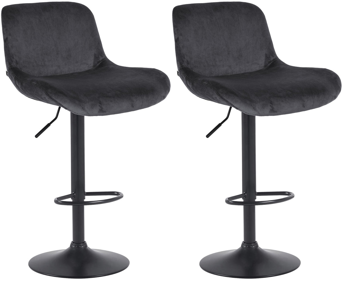 Set di 2 barhocker Solon in velluto nero, design moderno e comfort elevato con schienale ergonomico.