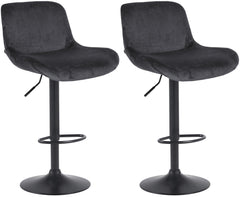 Set di 2 barhocker Solon in velluto nero, design moderno e comfort elevato con schienale ergonomico.