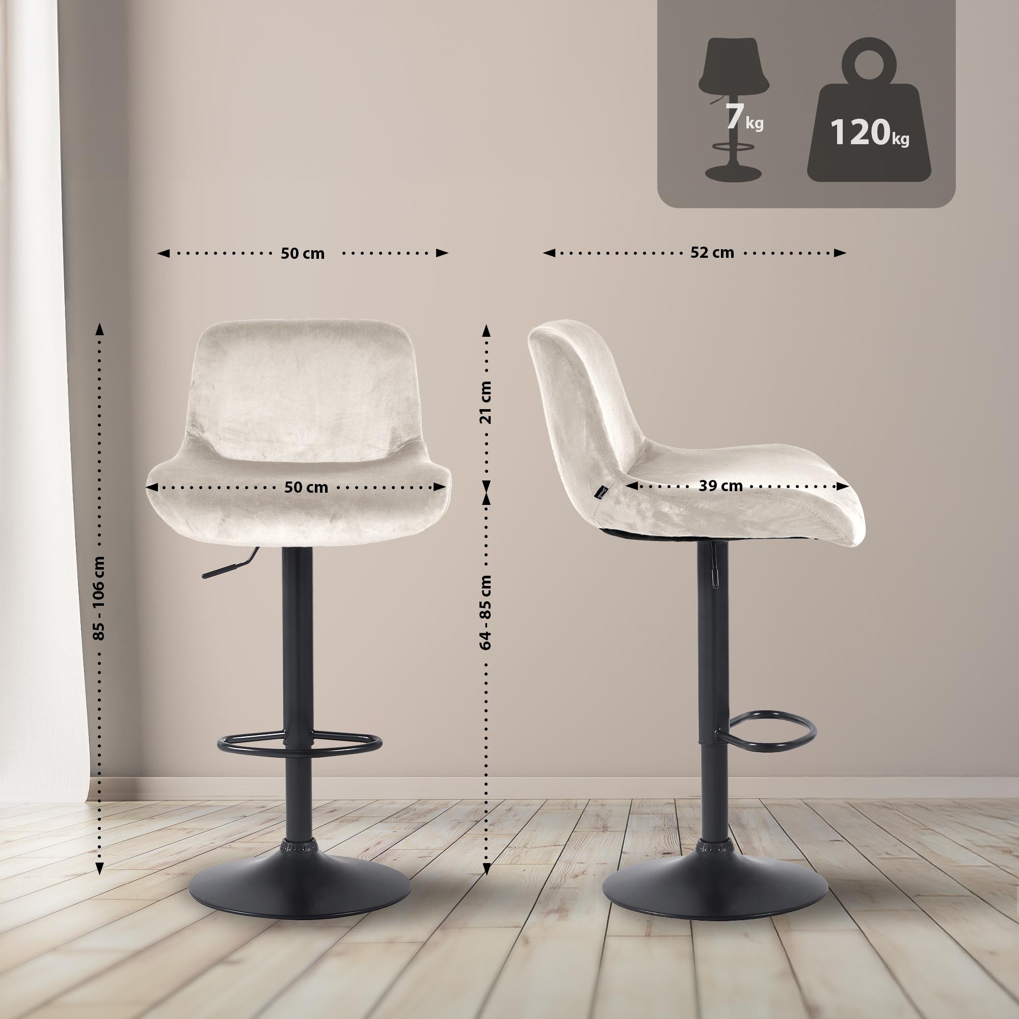 Set di 2 barhocker Solon neri in velluto, design moderno e comfort ottimale con schienale ergonomico.