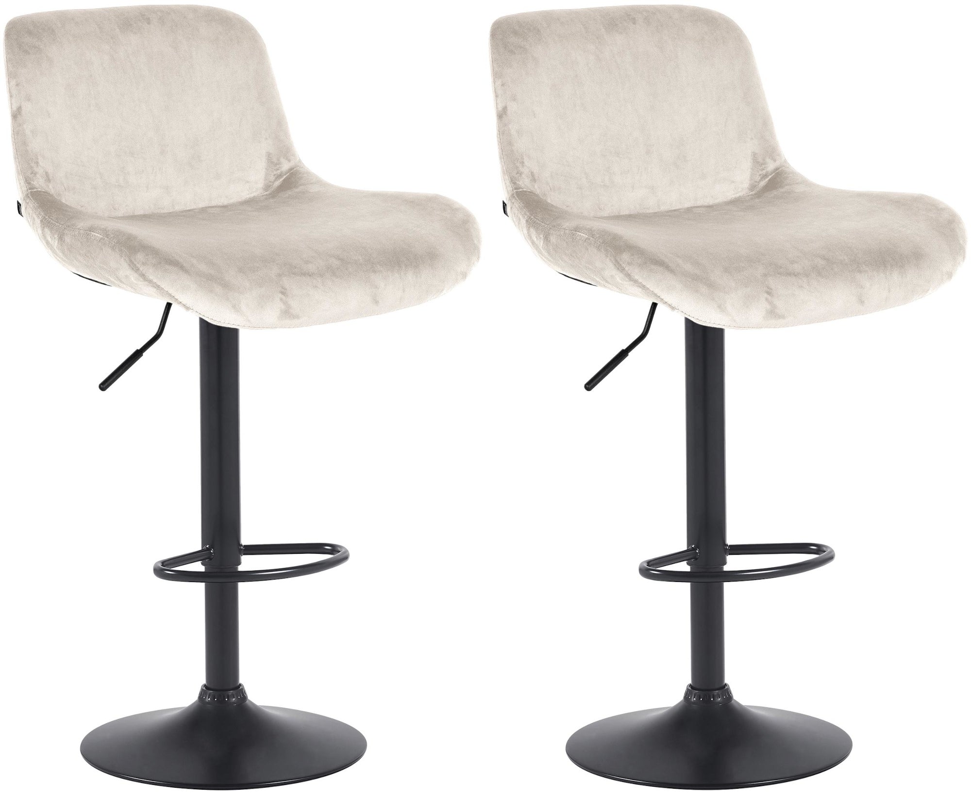 Set di 2 barhocker Solon neri in velluto, design moderno e comfort ottimale con schienale ergonomico.