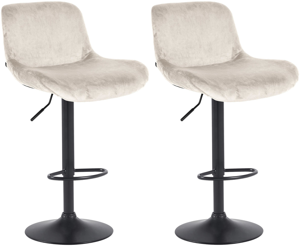 Set di 2 barhocker Solon neri in velluto, design moderno e comfort ottimale con schienale ergonomico.