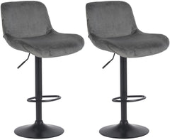 Set di 2 sgabelli bar Solon in velluto nero, design moderno e comodo, con schienale per un supporto ottimale.