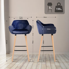 Barhocker Grant Samt - dunkelblau