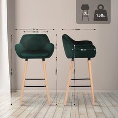 2er Set Barhocker Grant Samt - grün