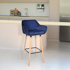2er Set Barhocker Grant Samt - dunkelblau