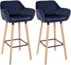 2er Set Barhocker Grant Samt - dunkelblau