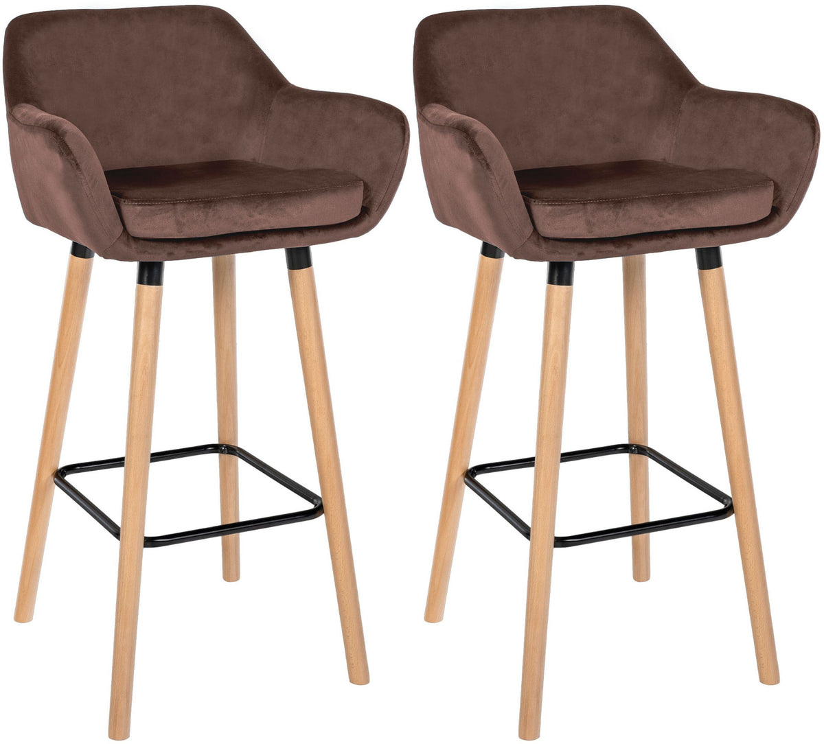 2er Set Barhocker Grant Samt - coffee
