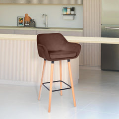 2er Set Barhocker Grant Samt - coffee