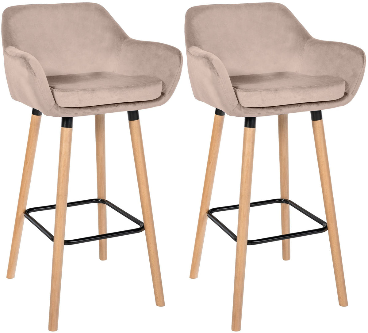 2er Set Barhocker Grant Samt - hellgrau