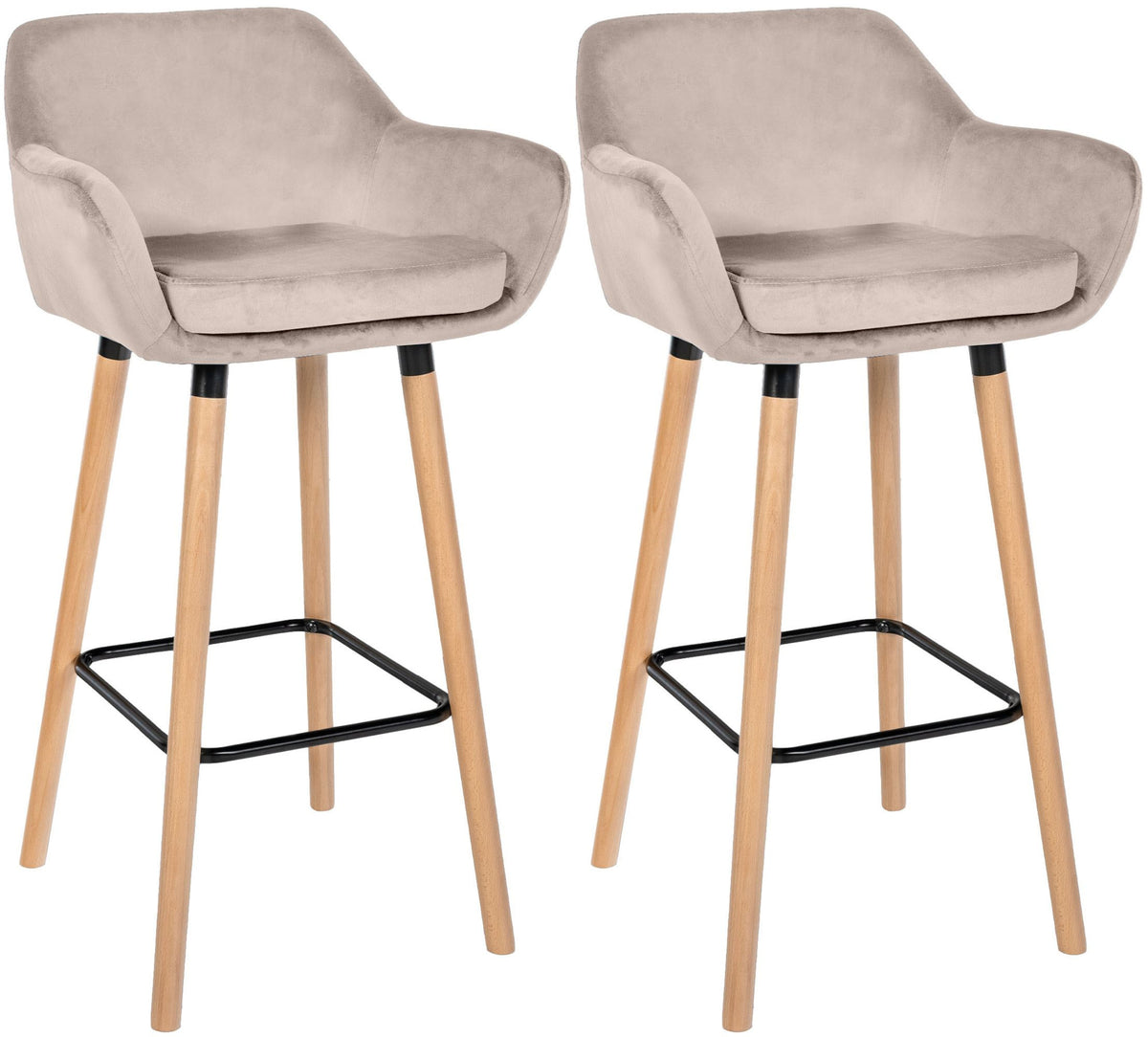2er Set Barhocker Grant Samt - creme
