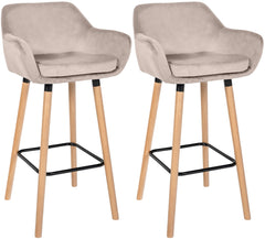 2er Set Barhocker Grant Samt - creme
