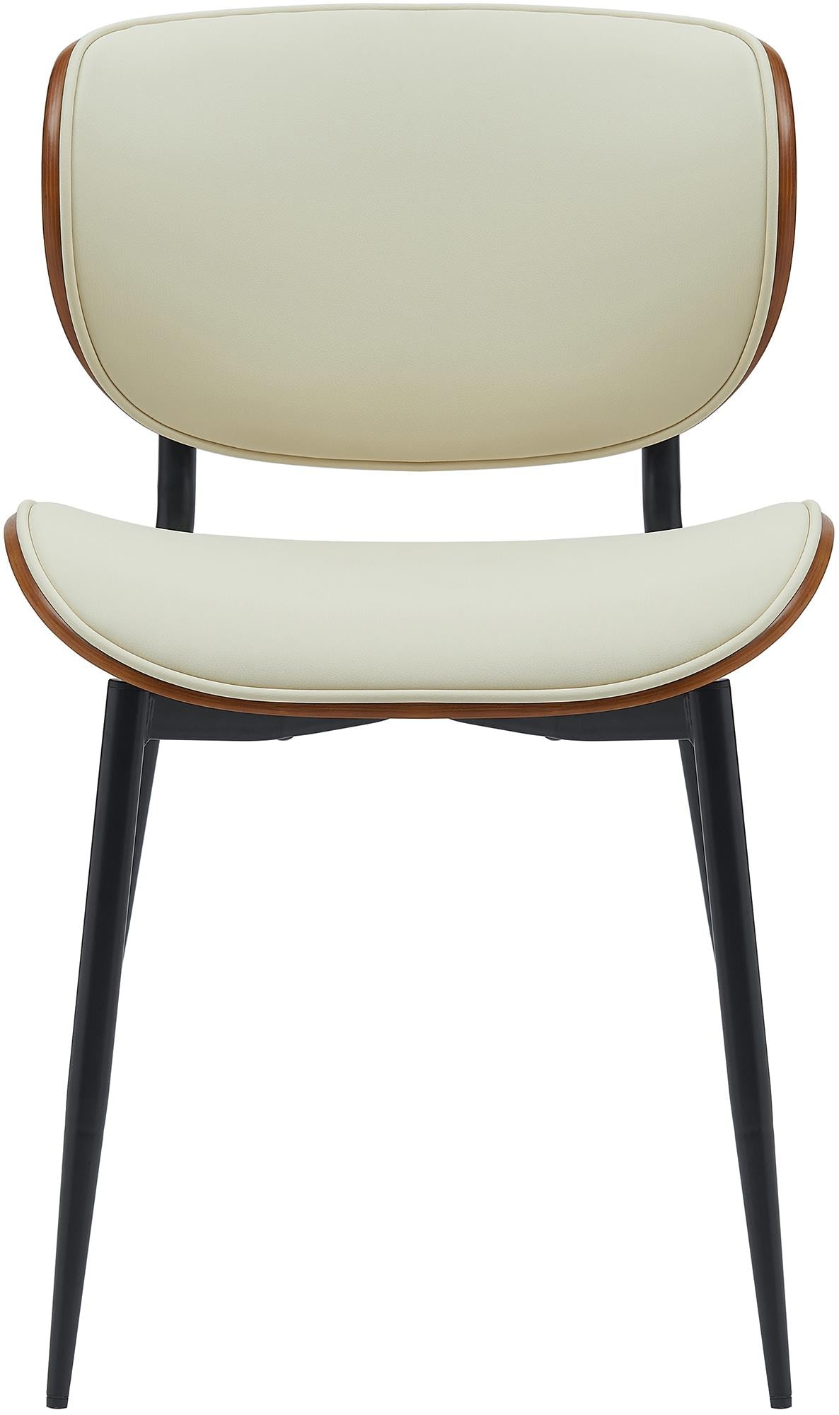 Set di 2 sedie Enid in ecopelle walnuss e crema, design moderno e comfort per ogni ambiente.