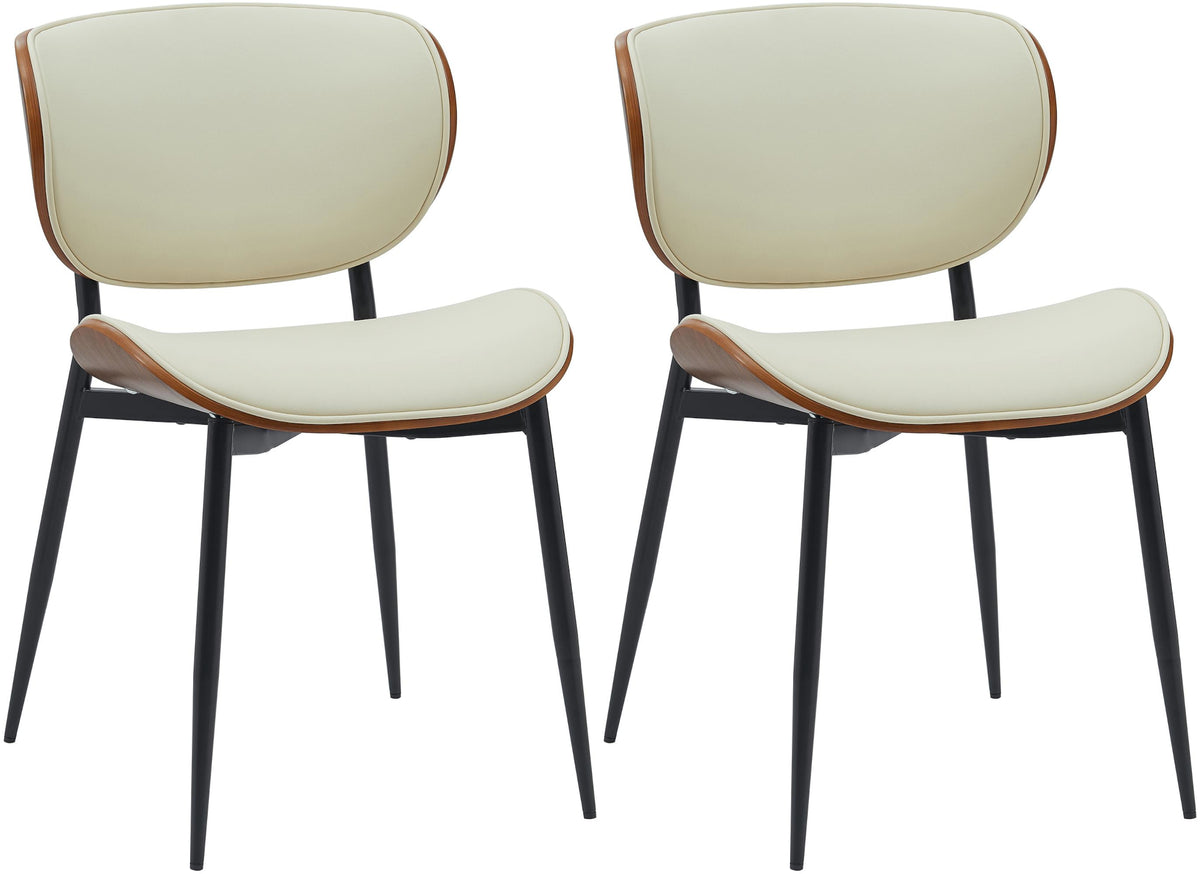 Set di 2 sedie Enid in ecopelle walnuss e crema, design moderno e comfort per ogni ambiente.