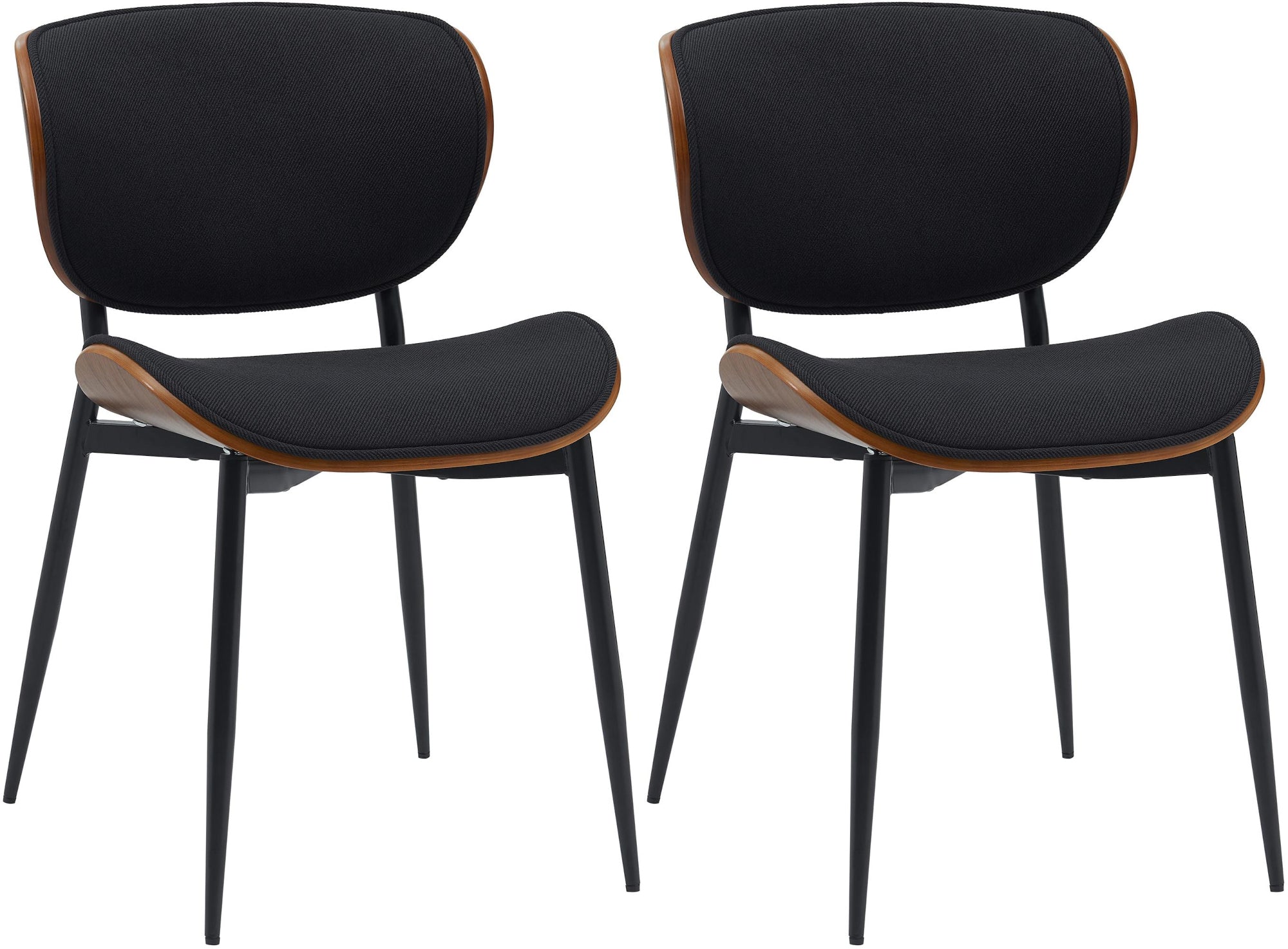 Set di 2 sedie Enid in tessuto con struttura in metallo, design moderno e comfort elevato, color walnuss e nero.