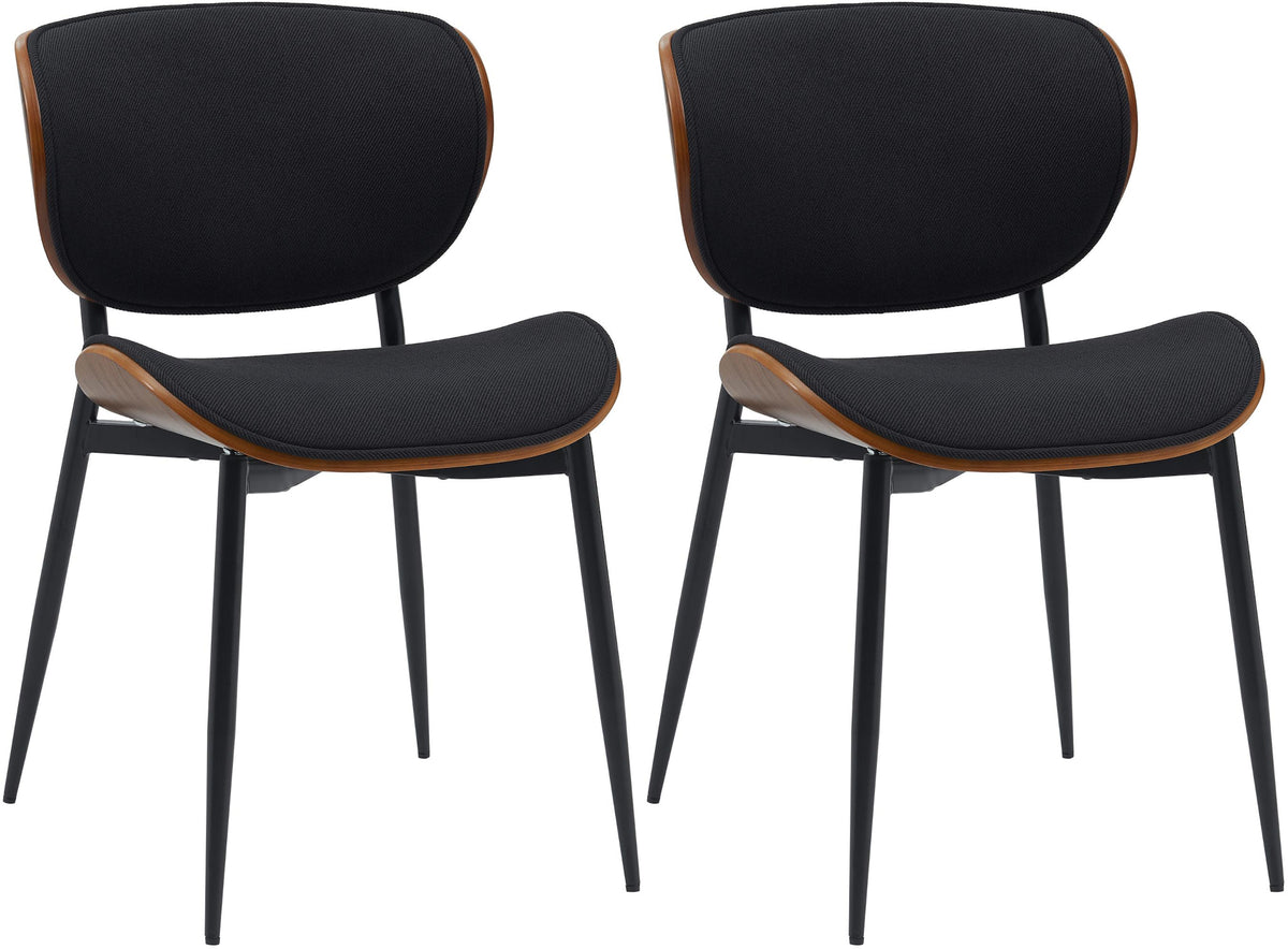 Set di 2 sedie Enid in tessuto con struttura in metallo, design moderno e comfort elevato, color walnuss e nero.
