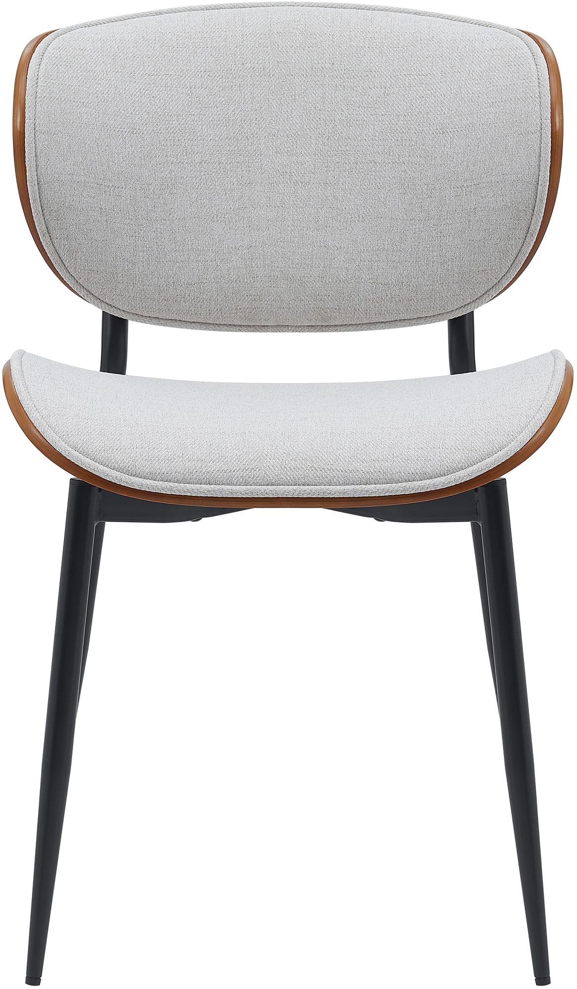 Set di 2 sedie Enid in stoffa crema e struttura in legno di noce, ideali per un'elegante sala da pranzo.