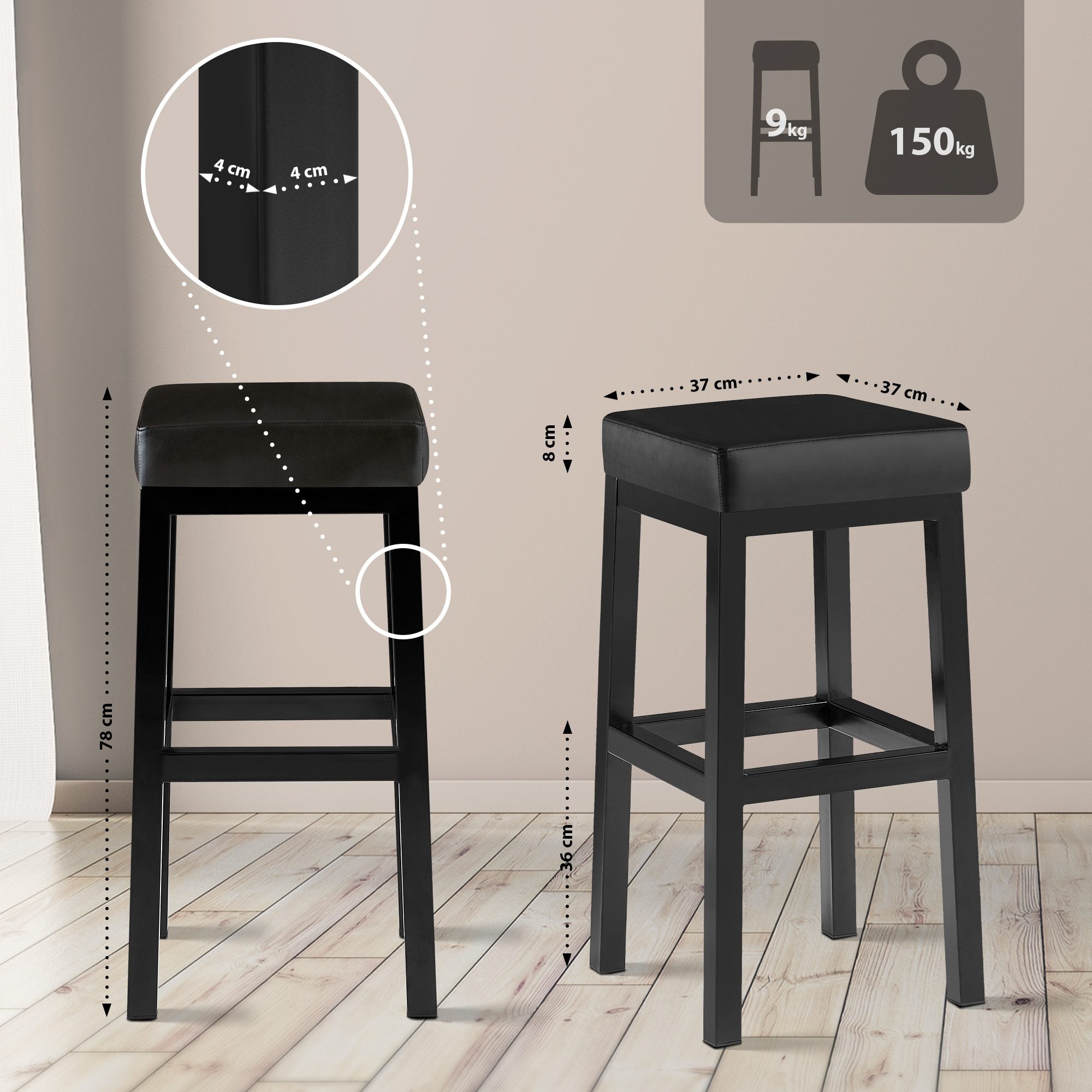 Barhocker Taylor B80 - schwarz - InfinityMarket