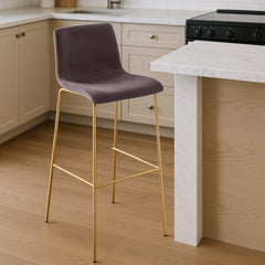 Barhocker Hoover Samt 4-Fu� Gold - braun