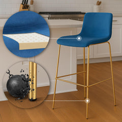 Barhocker Hoover Samt 4-Fu� Gold - blau