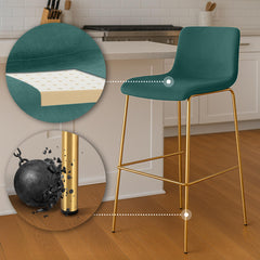 Barhocker Hoover Samt 4-Fu� Gold - gr�n