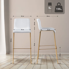 Barhocker Hoover Samt 4-Fu� Gold - creme