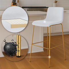 Barhocker Hoover Samt 4-Fu� Gold - creme