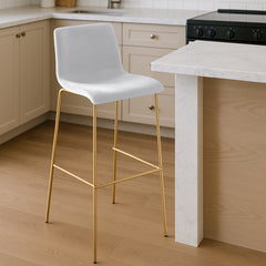 Barhocker Hoover Samt 4-Fu� Gold - creme