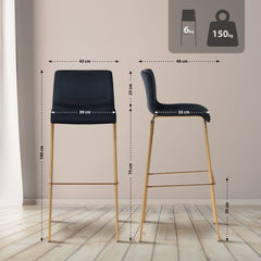 Barhocker Hoover Samt 4-Fu� Gold - schwarz