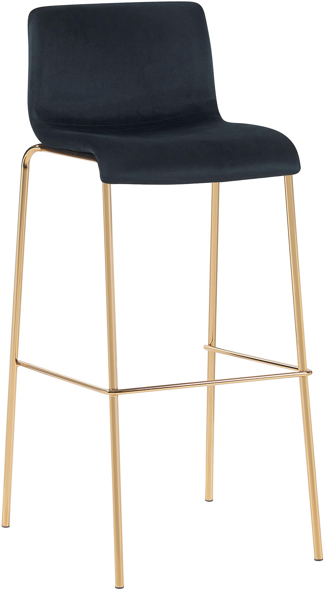 Barhocker Hoover Samt 4-Fu� Gold - schwarz