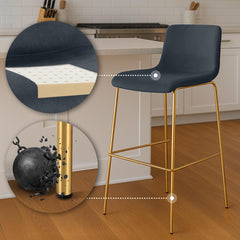 Barhocker Hoover Samt 4-Fu� Gold - schwarz