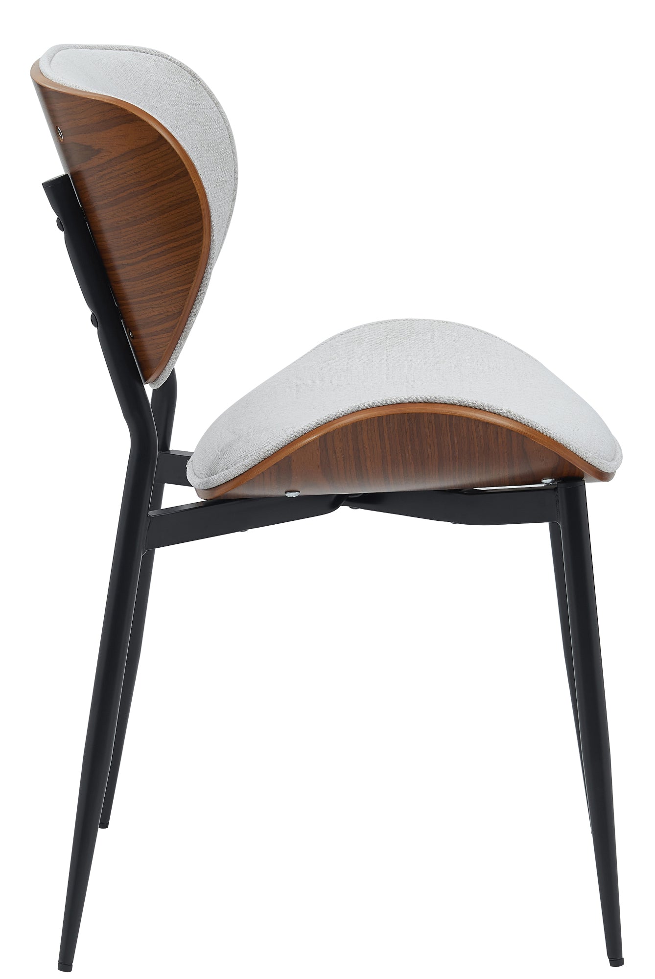 Set di 2 sedie Enid in stoffa crema e struttura in legno di noce, ideali per un'elegante sala da pranzo.