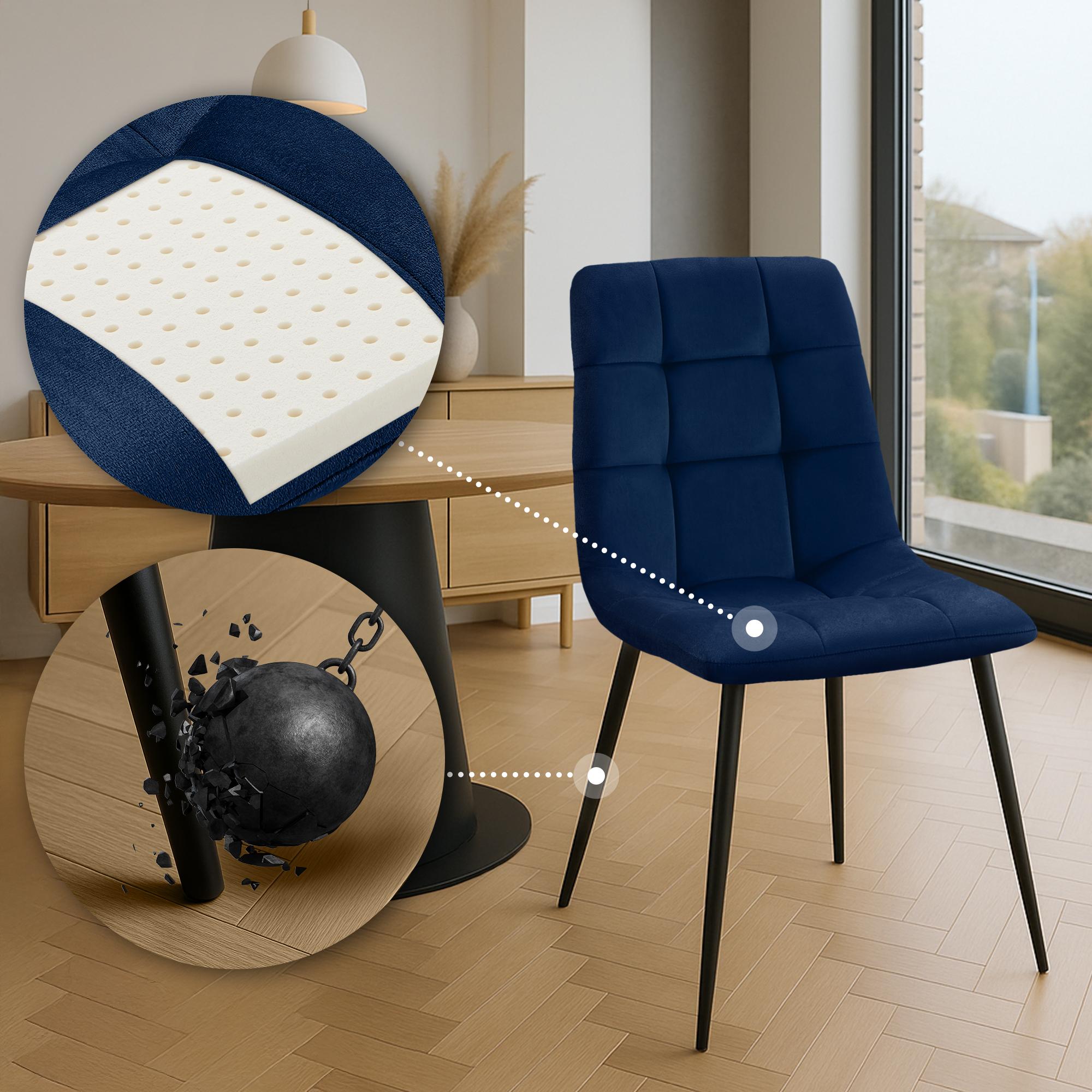 2er Set Esszimmerstuhl Tilde Samt - blau by Dropshipping-Europe – Esszimmerstühle