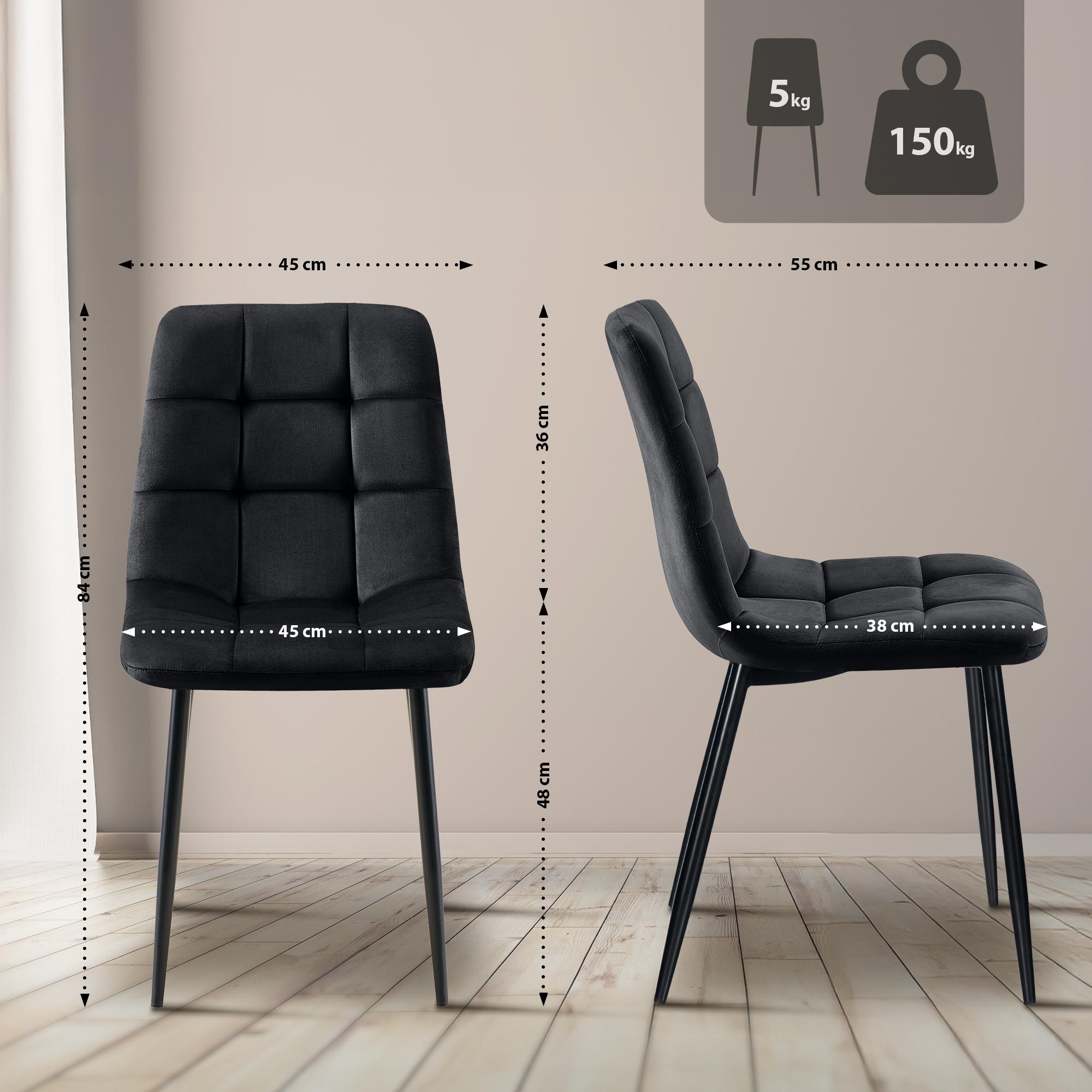 2er Set Esszimmerstuhl Tilde Samt - schwarz by Dropshipping-Europe – Esszimmerstühle