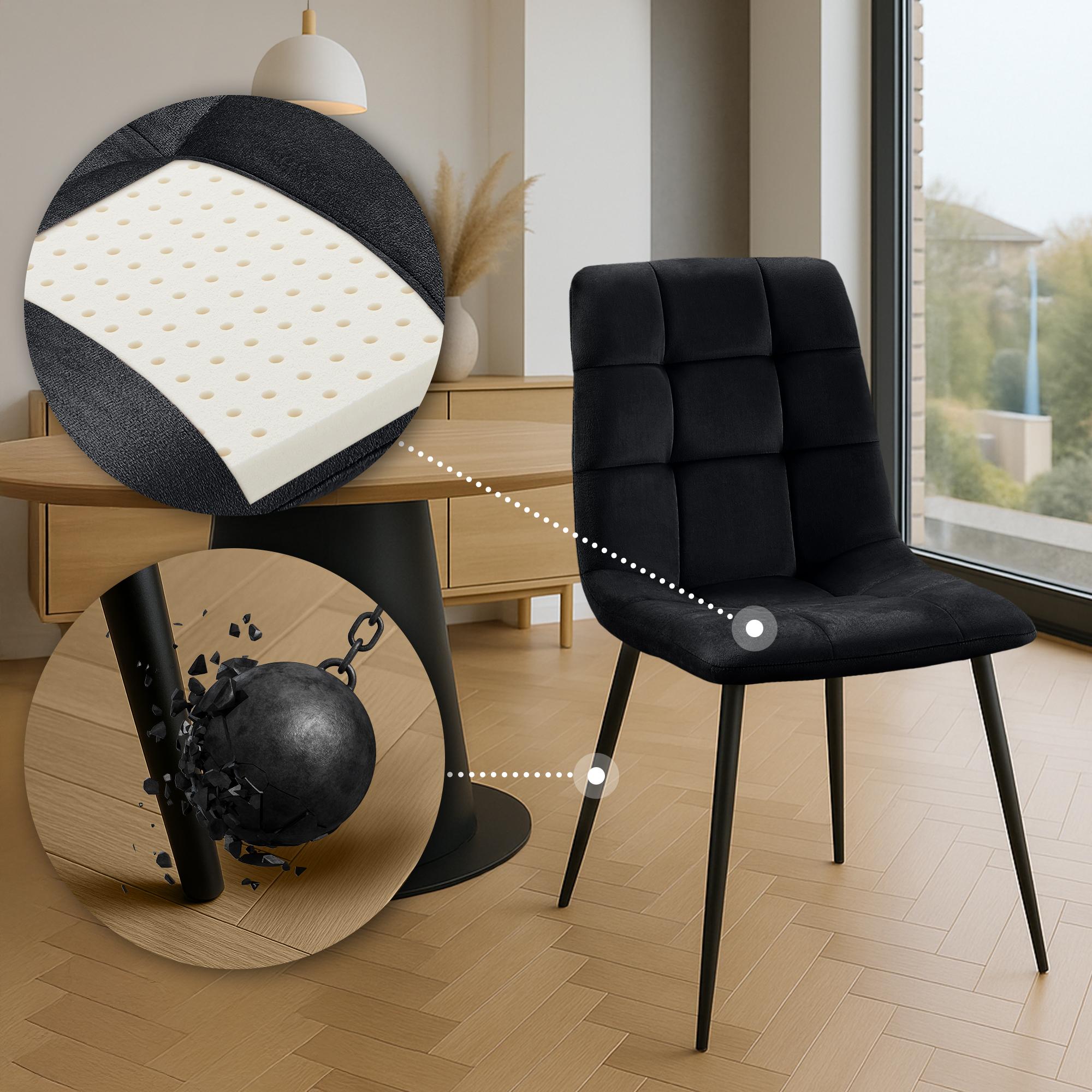 2er Set Esszimmerstuhl Tilde Samt - schwarz by Dropshipping-Europe – Esszimmerstühle