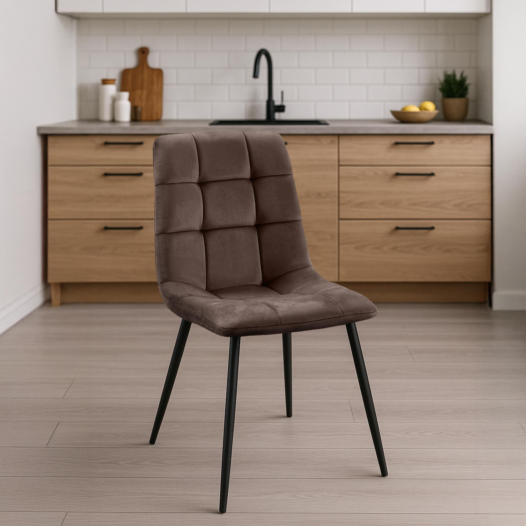 2er Set Esszimmerstuhl Tilde Samt - braun by Dropshipping-Europe – Esszimmerstühle