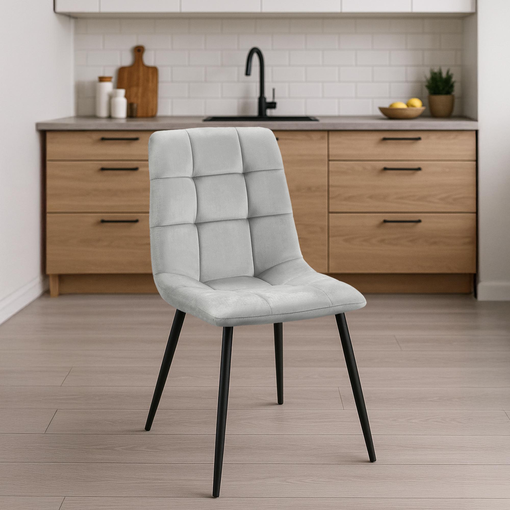 2er Set Esszimmerstuhl Tilde Samt - grau by Dropshipping-Europe – Esszimmerstühle