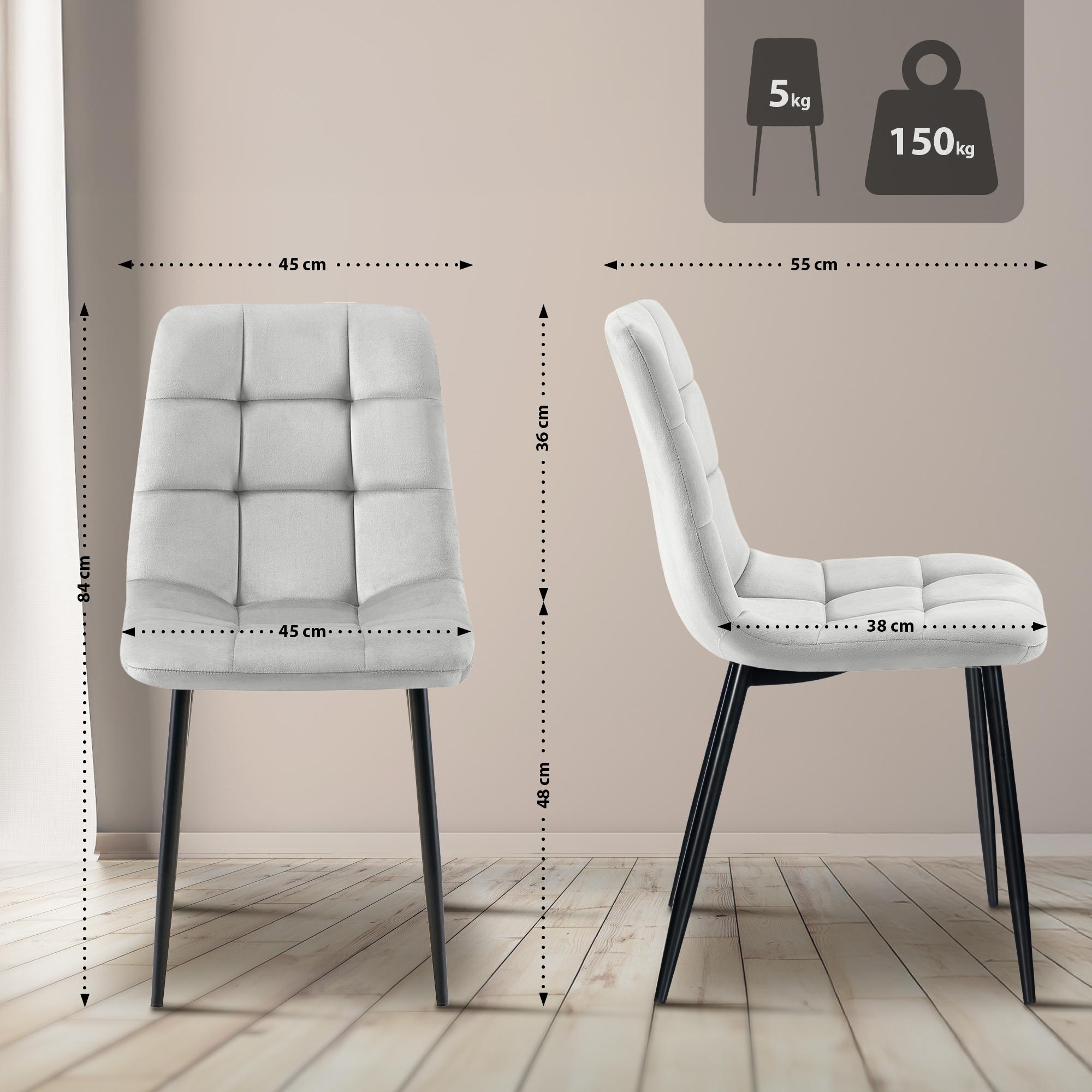 2er Set Esszimmerstuhl Tilde Samt - grau by Dropshipping-Europe – Esszimmerstühle