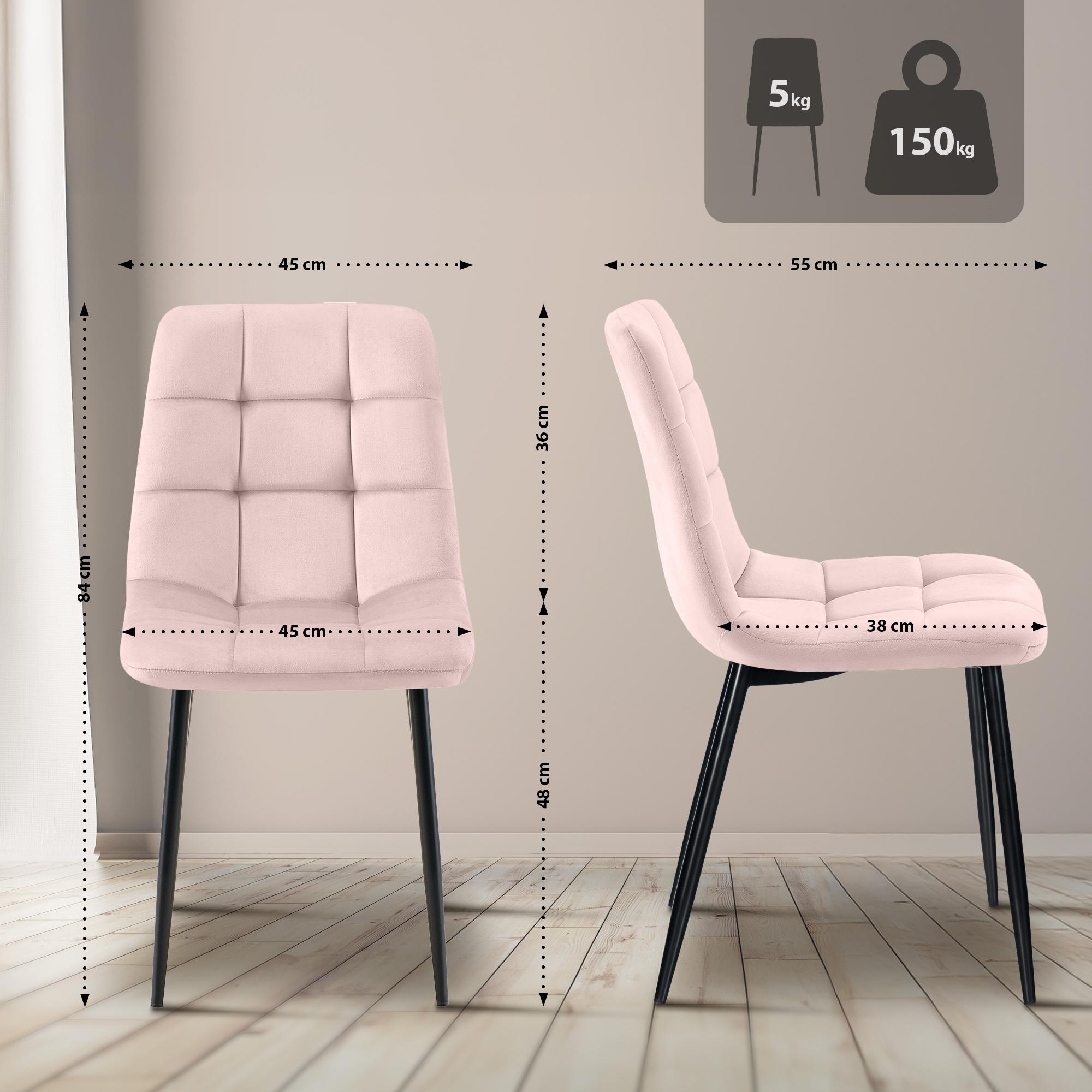 2er Set Esszimmerstuhl Tilde Samt - pink by Dropshipping-Europe – Esszimmerstühle