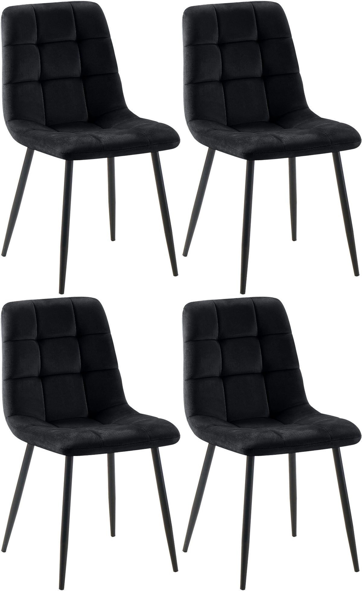 4er Set Esszimmerstuhl Tilde Samt - schwarz