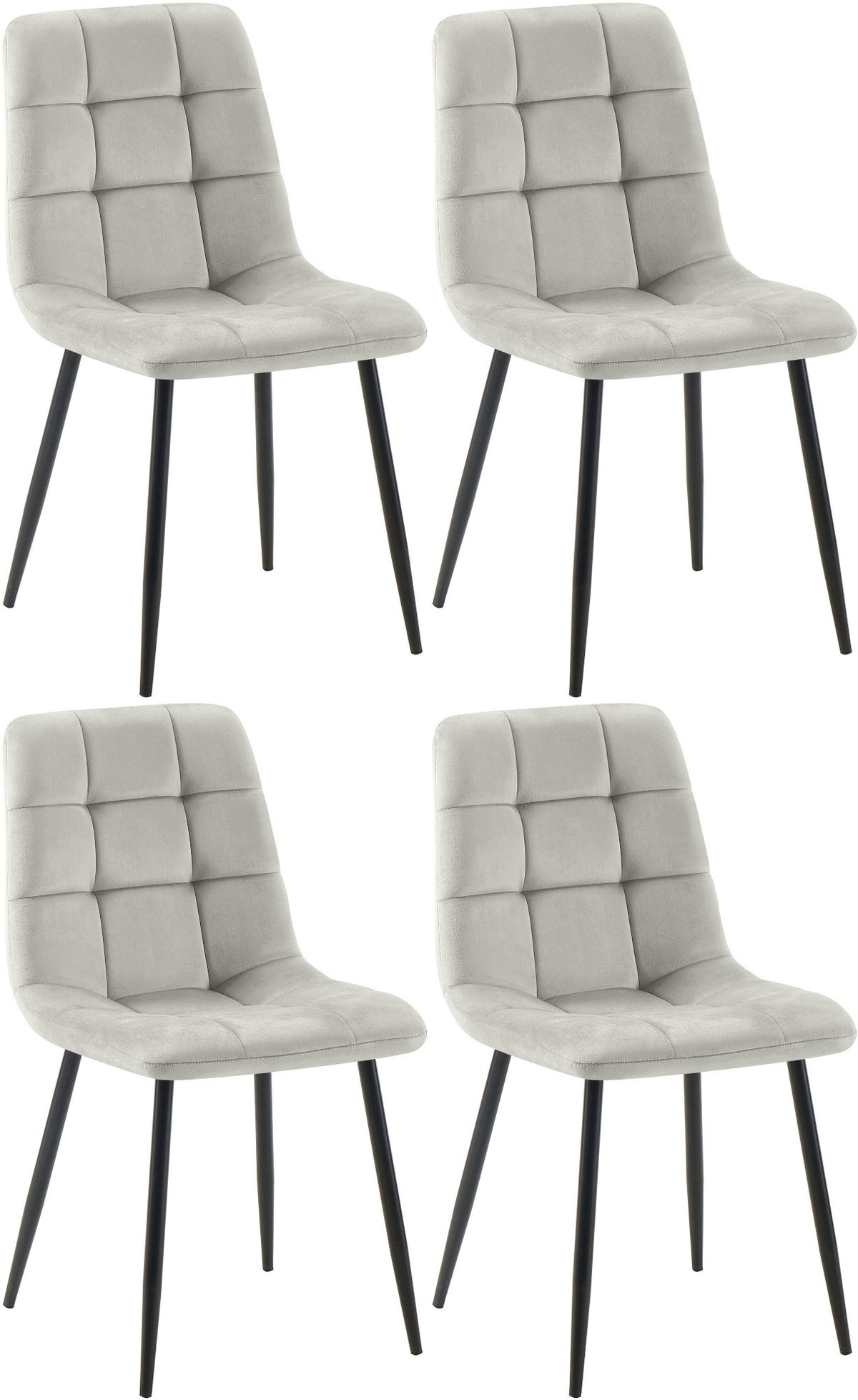 4er Set Esszimmerstuhl Tilde Samt - grau
