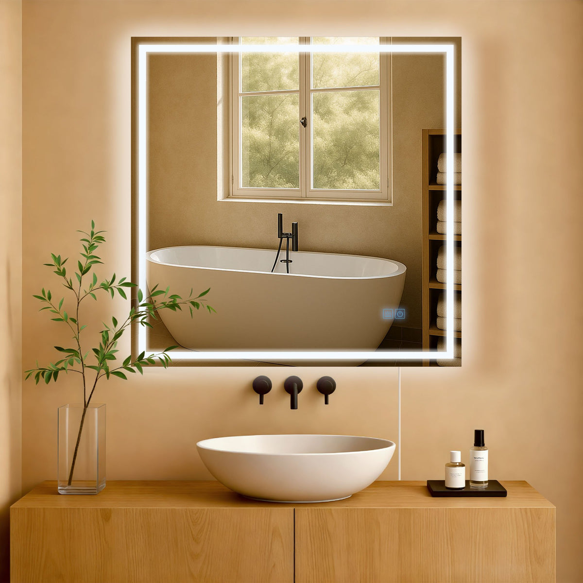 Badspiegel Jaffrey 80x80 ohne Bluetooth - klarglas