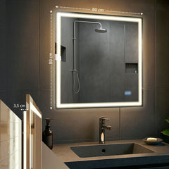Badspiegel Jaffrey 80x80 mit Bluetooth - klarglas