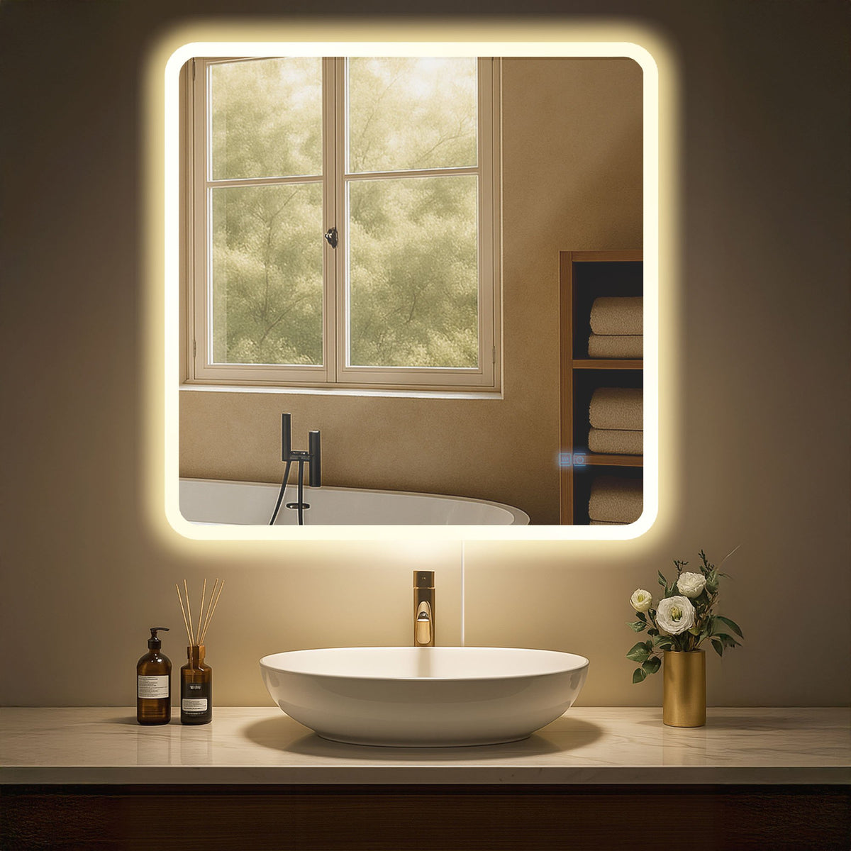 Badspiegel Jericho 80x80 ohne Bluetooth - klarglas