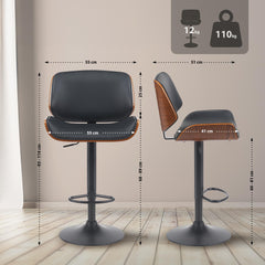 Barhocker Beverley B Kunstleder - walnuss/schwarz