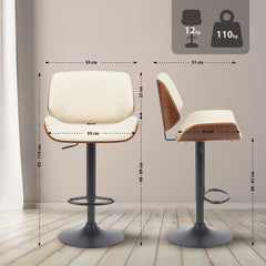 Barhocker Beverley B Kunstleder - walnuss/creme