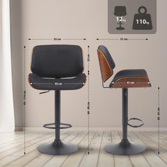 Barhocker Beverley B Stoff - walnuss/schwarz