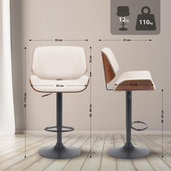 Barhocker Beverley B Stoff - walnuss/creme