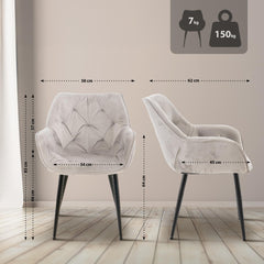 2er Set Stuhl Tanna Samt - grau