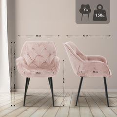 2er Set Stuhl Tanna Samt - pink