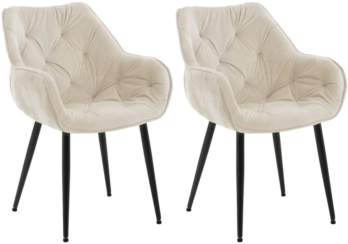 2er Set Stuhl Tanna Samt - creme